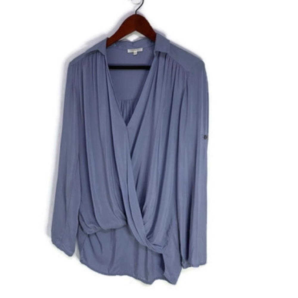 NWOT Matty M V-neck wrap blouse,size S,long sleeve, converts to short sleeve!